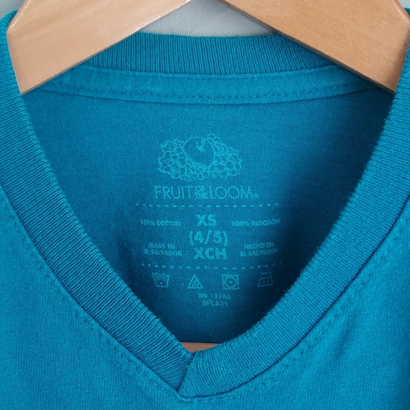 Wrangler, sz 4/5, plaid, button down & Fruit of the Loom sz 4/5 dark teal tshirt - Picture 5 of 5